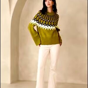 Banana Republic Mock-Neck Fair Isle Alpaca Wool Pullover Sweater Size large